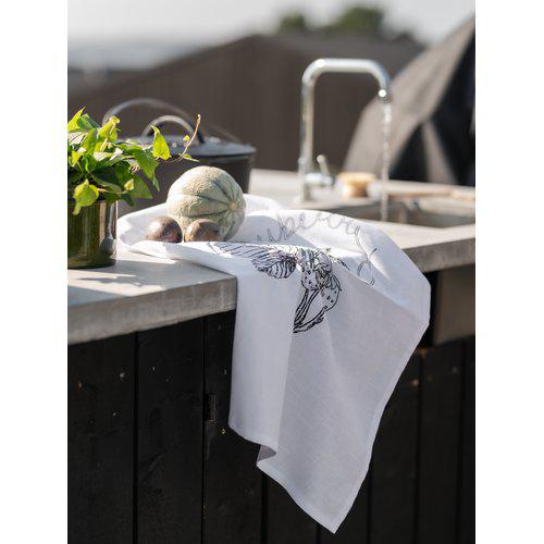 Keittiöpyyhe 'Strawberry' 47x70 - Valkoinen