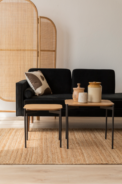 Soittopöytä 'Frida' 50x50cm - Luonnonvärinen/Musta