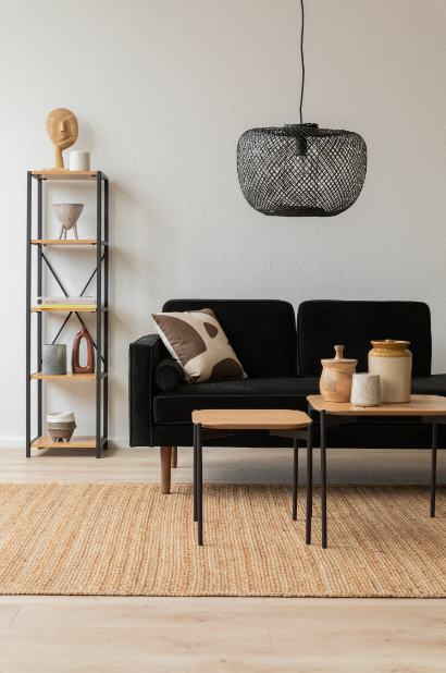 Soittopöytä 'Frida' 50x50cm - Luonnonvärinen/Musta