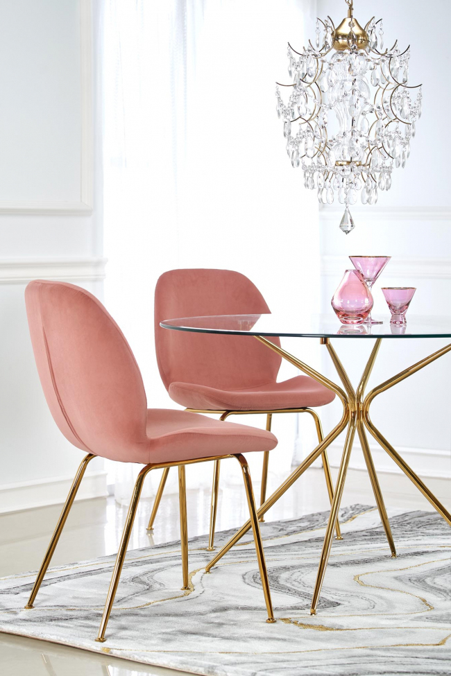 Ruokapöytä 'Rondo' Pyöreä 110cm - Läpinäkyvä/Kulta