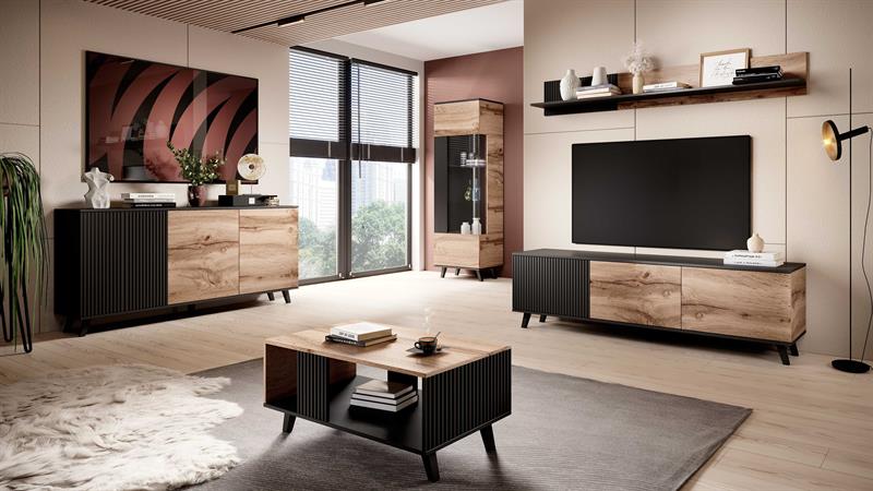 TV-pöytä 'Othem' - Musta/Tammi