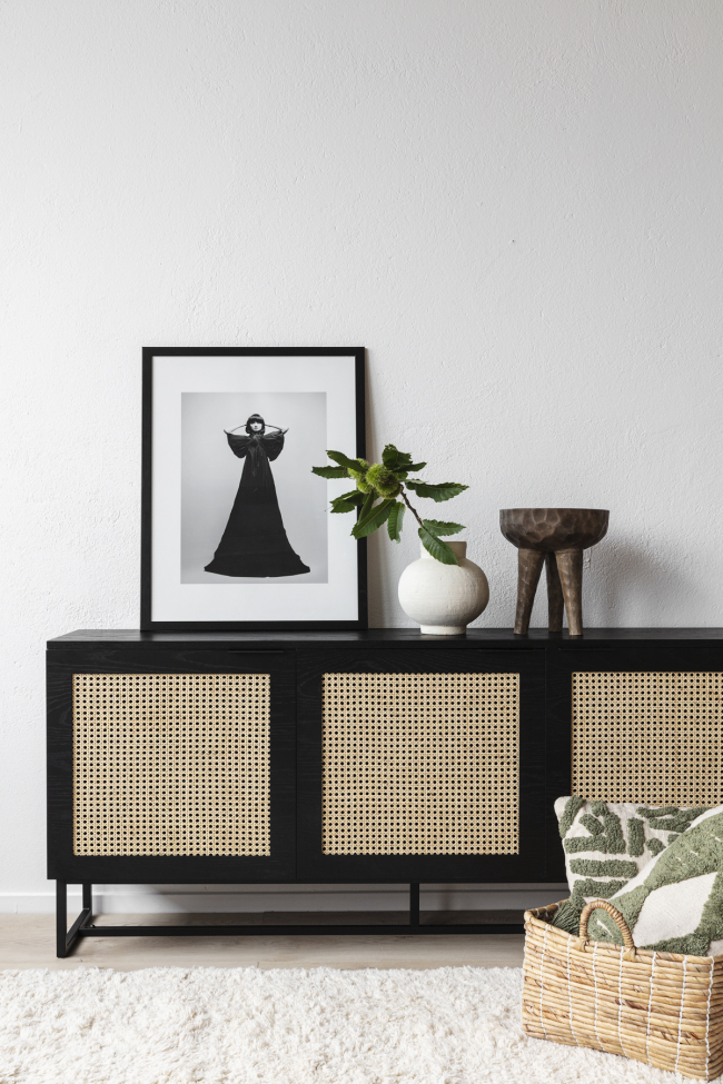 Sivupöytä 'Sailor' - Musta/Luonnonvärinen