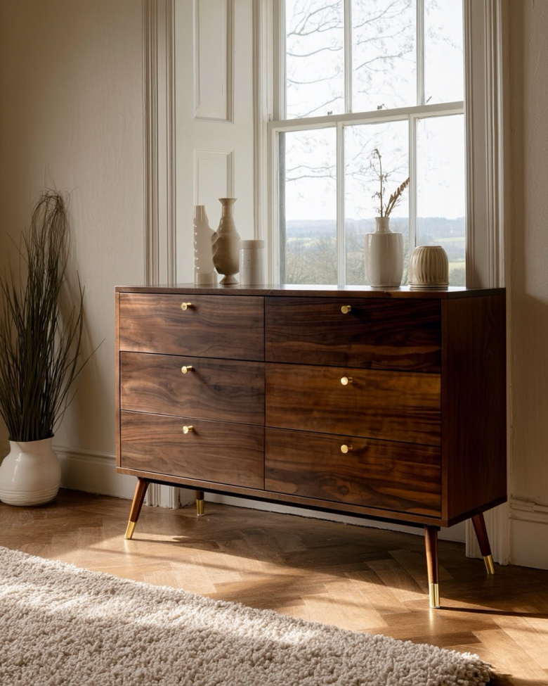 Komero 'Prime' 6 laatikkoa - Pähkinä/Messinki