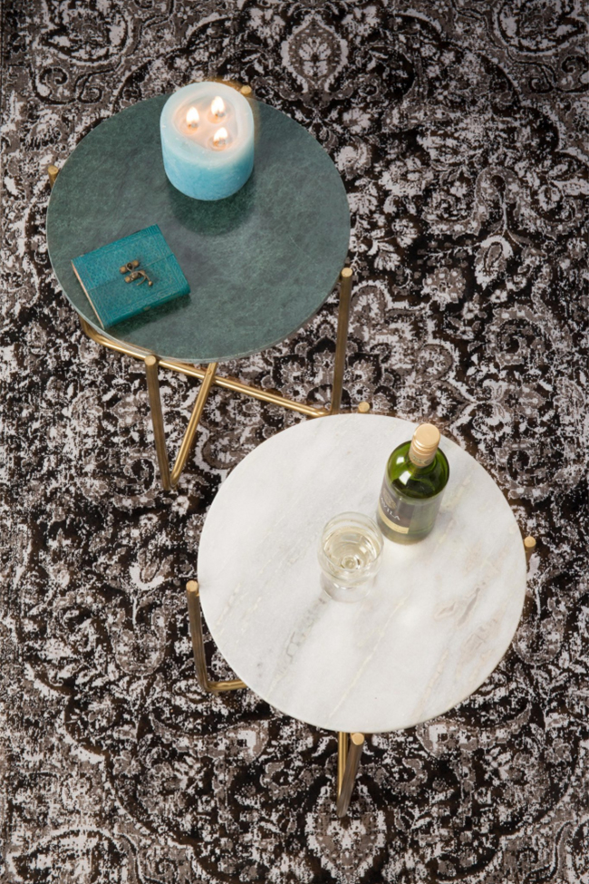 Sivupöytä 'Timpa' - Valkoinen marmori/Messing