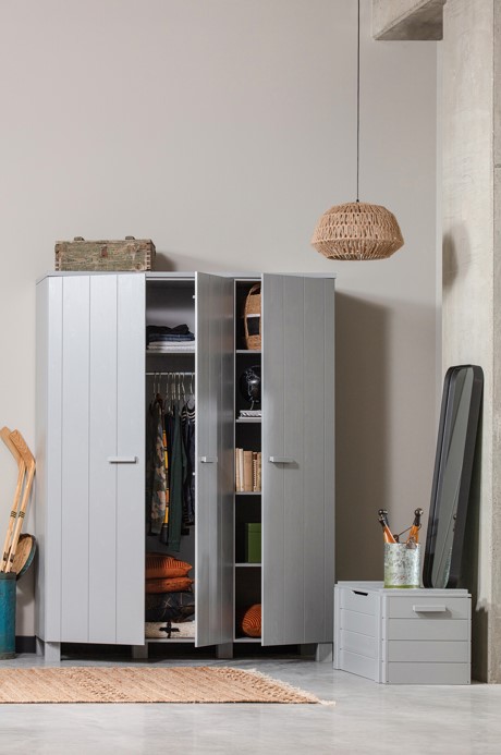 Vaatekaappi 'Dennis' 3 ovea - Betonginharmaa