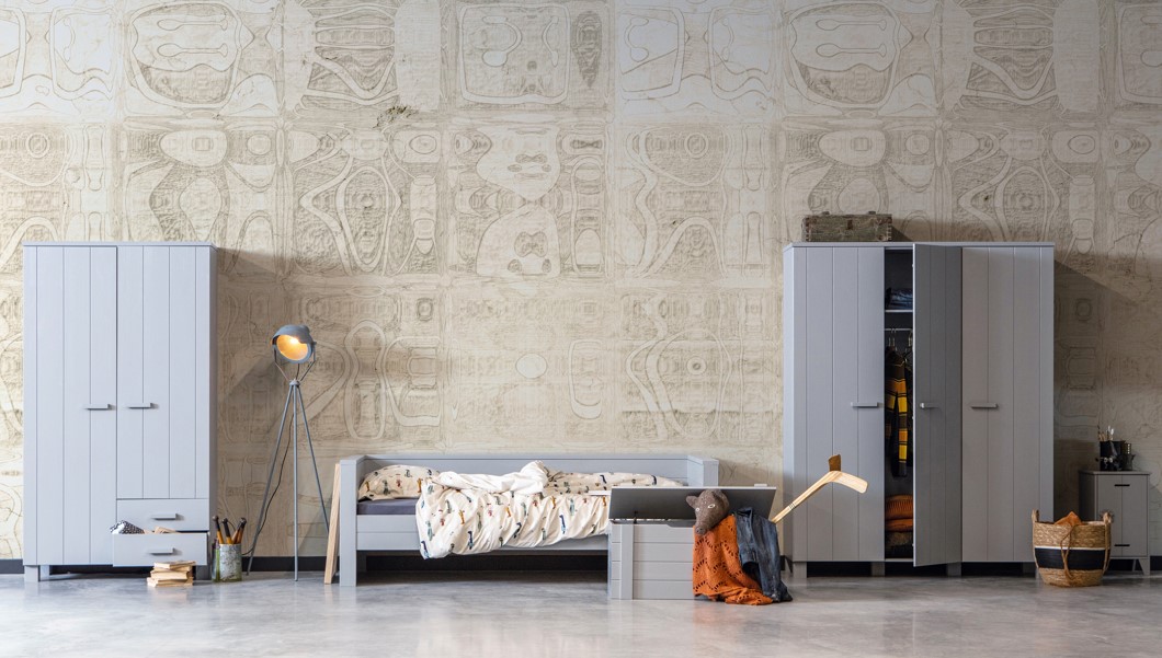 Vaatekaappi 'Dennis' 3 ovea - Betonginharmaa