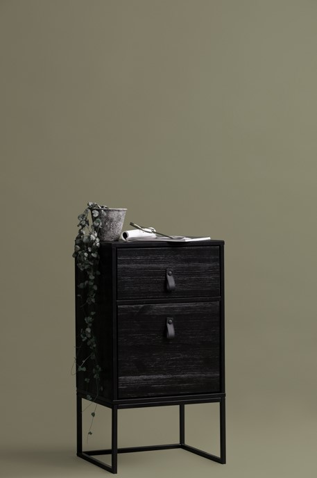 Yöpöytä 'Zola' laatikko+kaappi - Musta