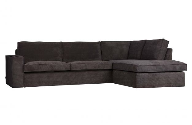 Kulmasohva 'Thomas' - Raitapintainen Tumma Harmaa