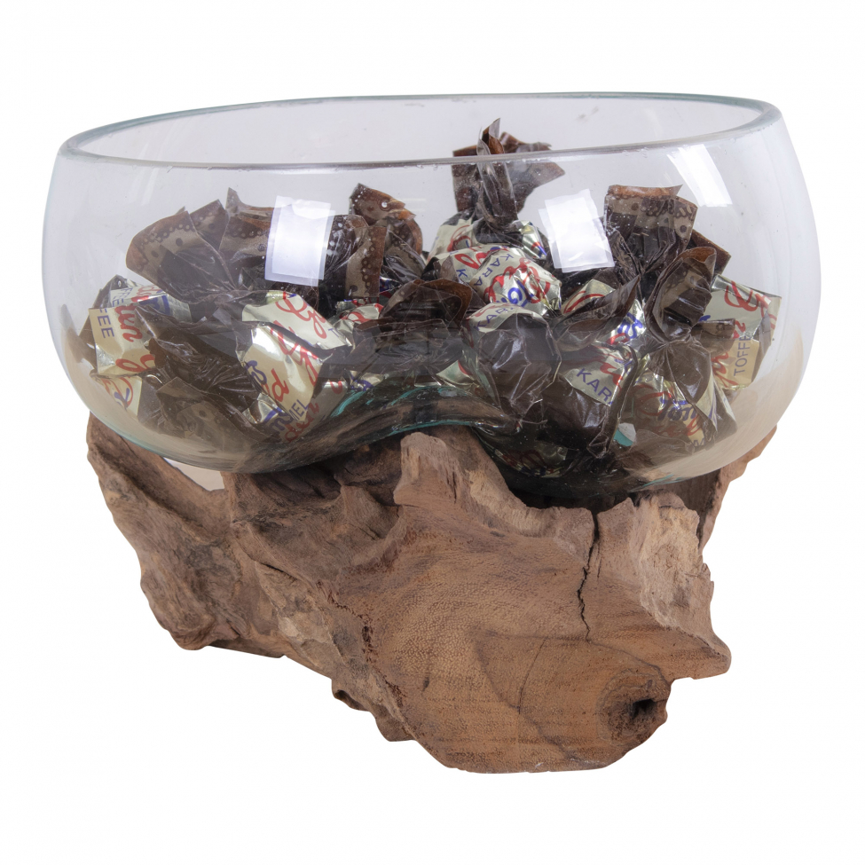 Dekoration 'Waterdrop' 15x15cm - Puu/Lasi