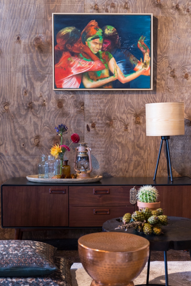 Pöytävalaisin 'Woodland' - Musta/Luonnonväri