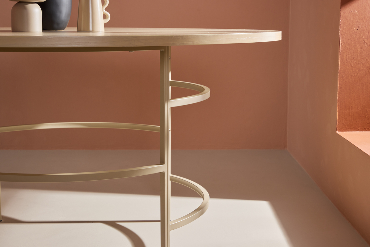 Ruokapöytä 'Copenhagen' 140x74cm - Valkopigmentoitu/Kulta