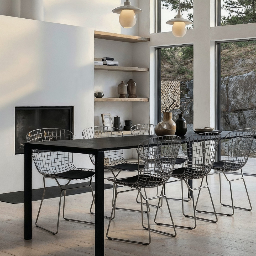 Tuoli 'Bertoia' - Hopea/Harmaa