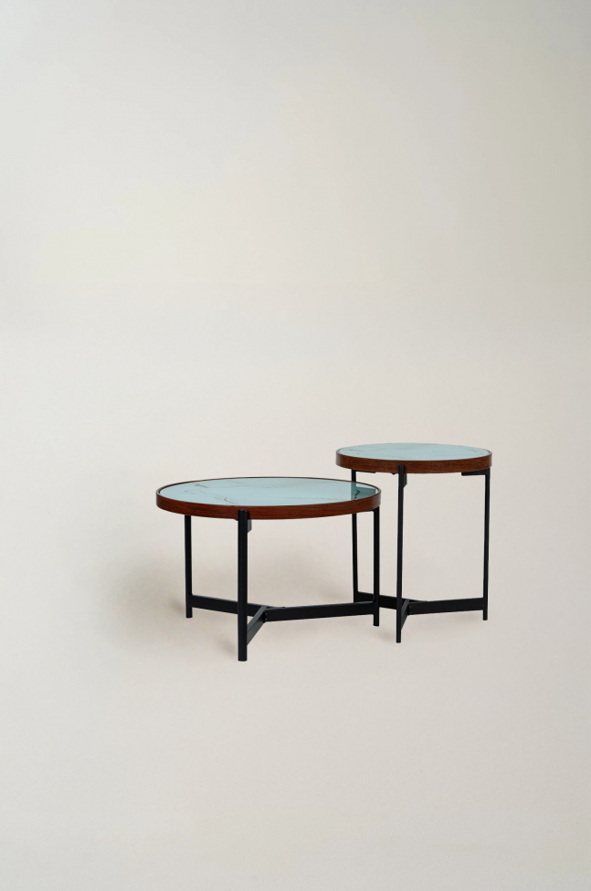 Soittopöytä 'Marble' 2 osaa - Musta/Valkoinen