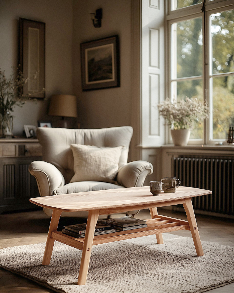 Soittopöytä 'Créme' - Luonnonvärinen