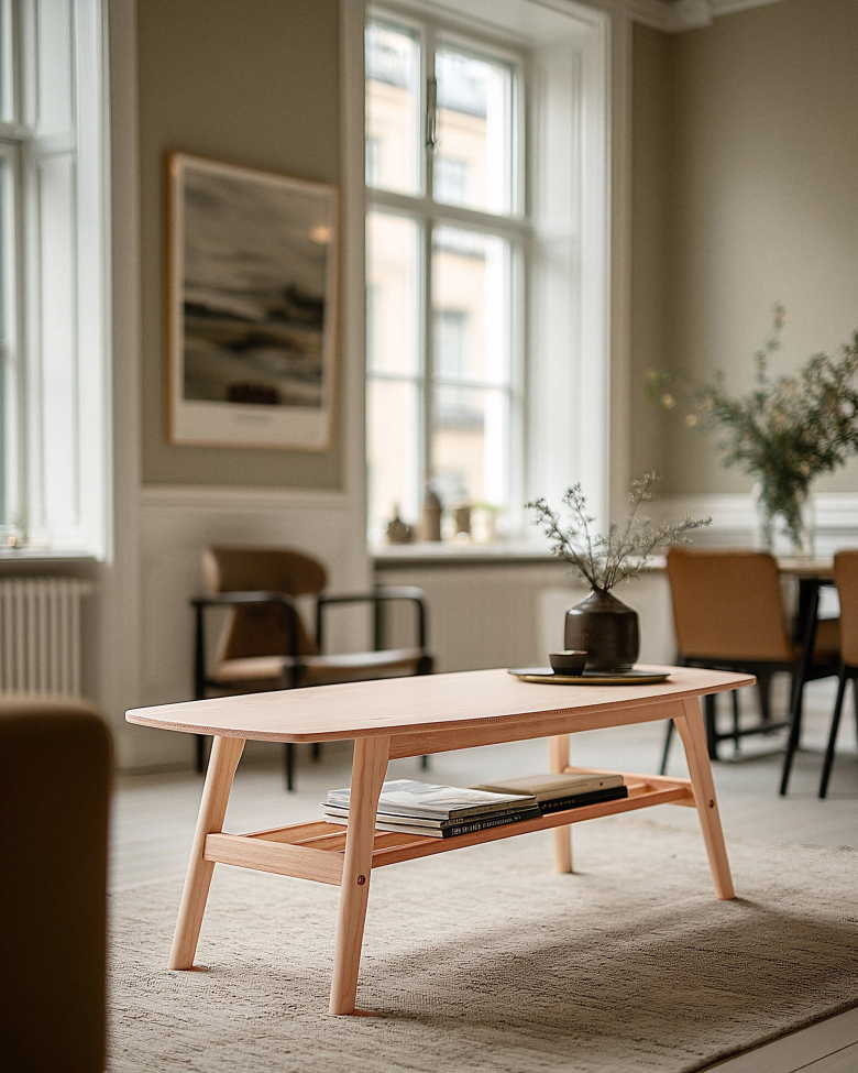 Soittopöytä 'Créme' - Luonnonvärinen