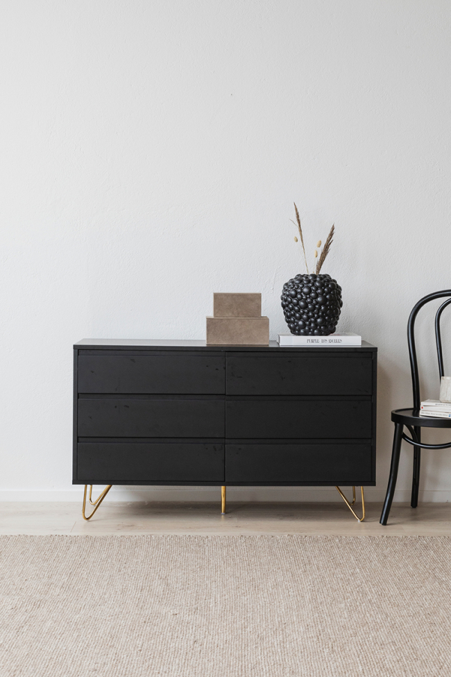 Lipasto 'Elle' 120x70 - Musta/Kulta