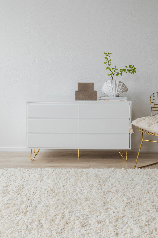 Lipasto 'Elle' 120x70 - Valkoinen/Kulta