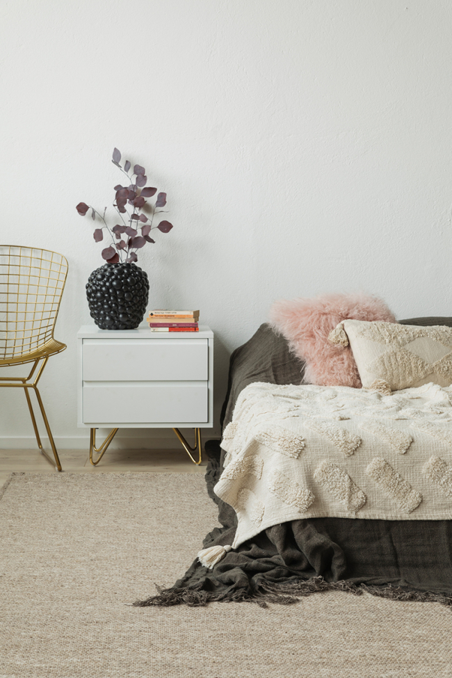 Yöpöytä 'Elle' - Valkoinen/Kulta