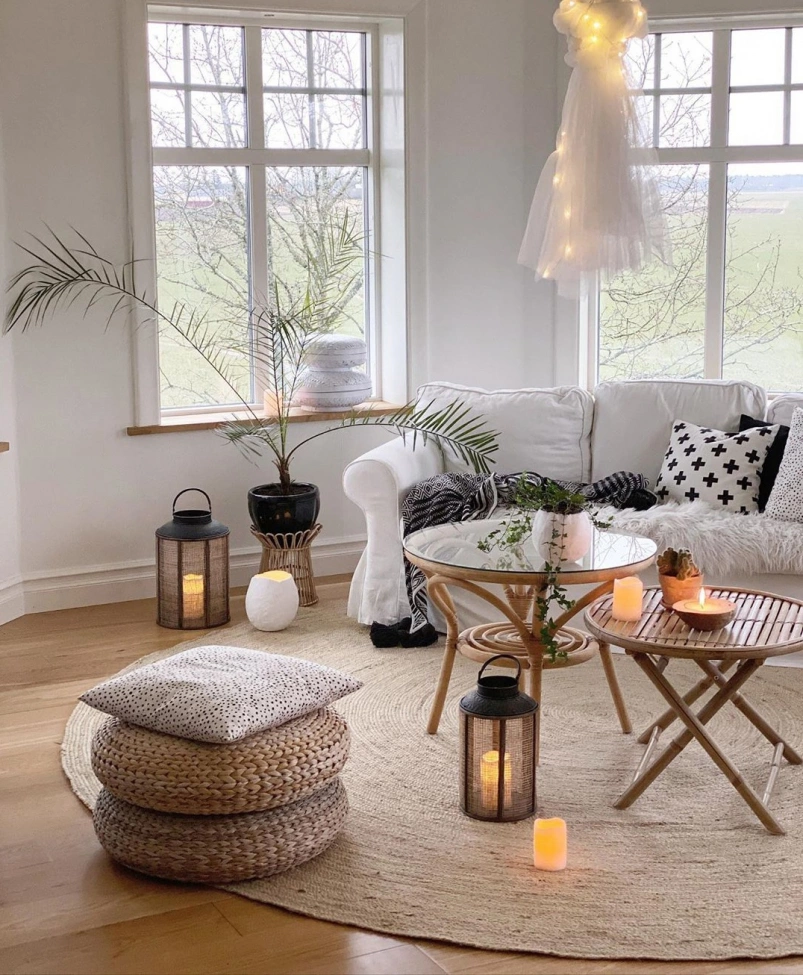 Pyöreä juuttimatto 'Flätan'