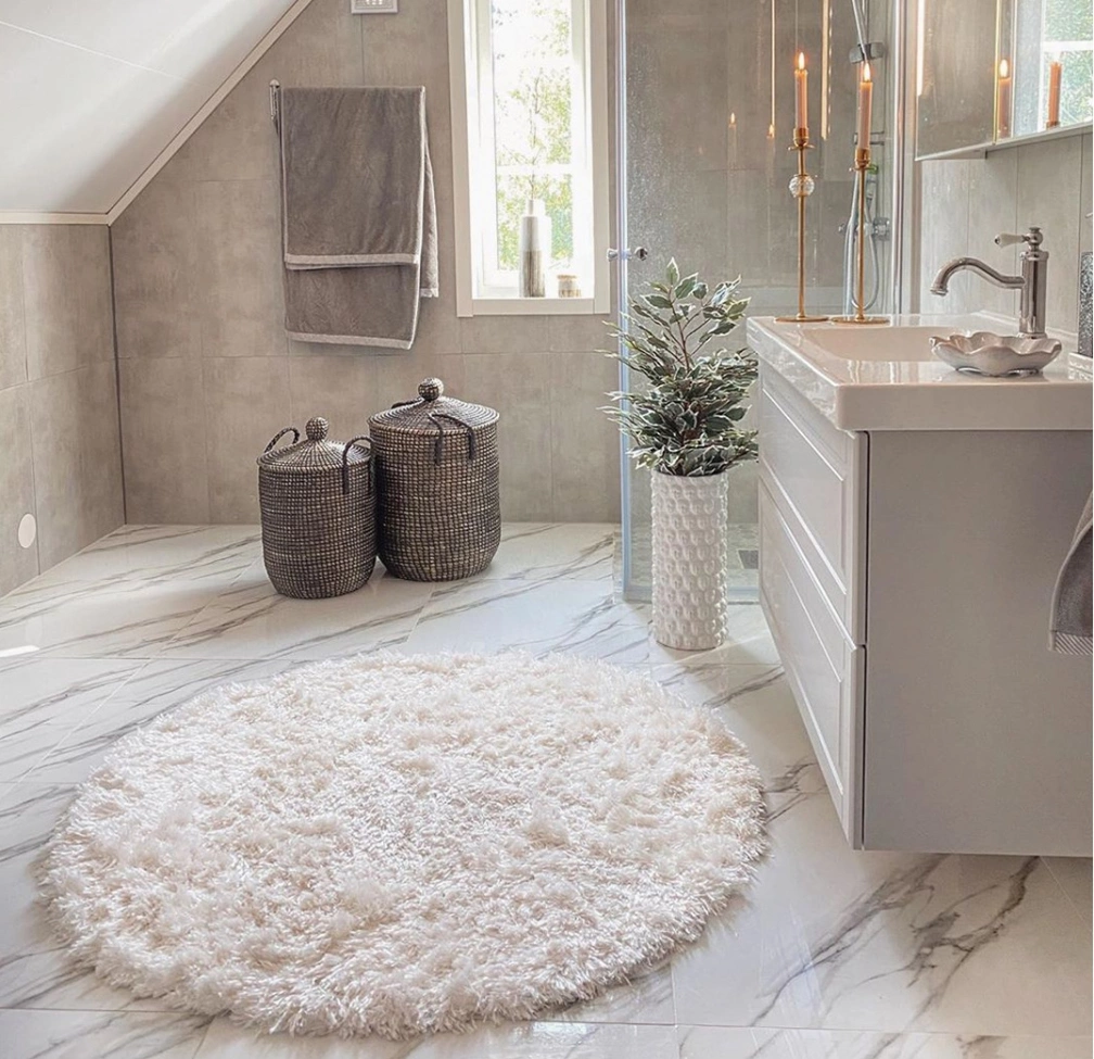 Pyöreä nukkamatto 'Janjira' - Valkoinen