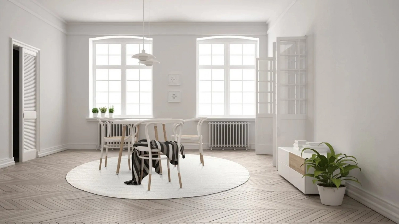 Pyöreä matto 'Hamilton' - Valkoinen