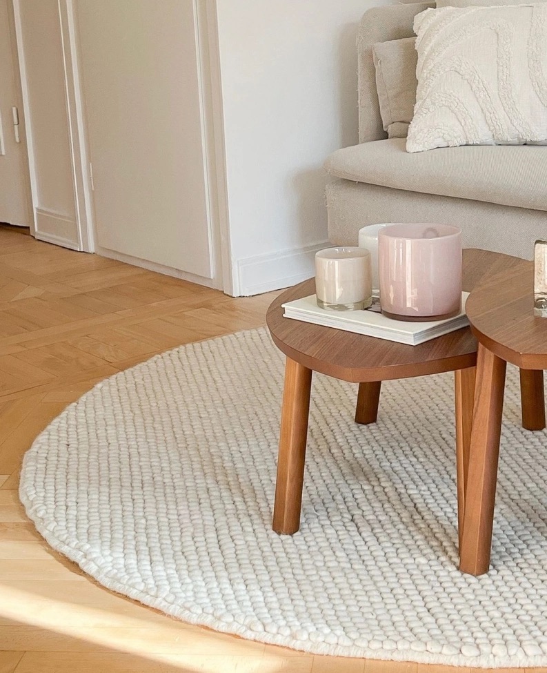 Pyöreä matto 'Avafors' - Beige