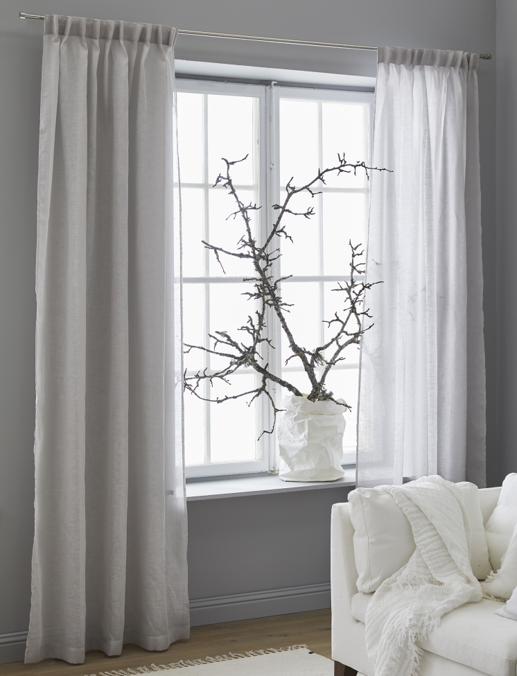 Verho rypytysnauhalla 'Dalsland' 145x250 - Harmaa