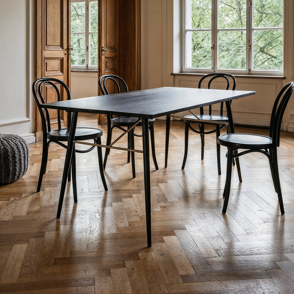 Ruokapöytä 'Lux' 160x90cm - Musta/Messinki