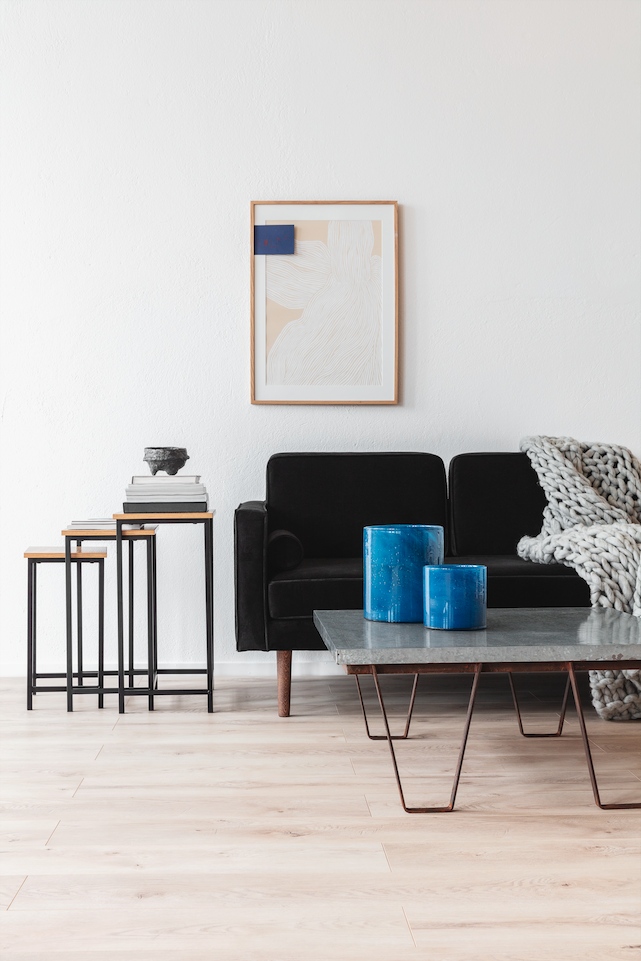 Sohvapöytä 'Grums' 3 osaa - Musta/Puu