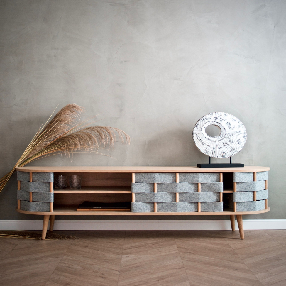 TV-taso 'Felt' 160cm - Luonnonvärinen/Harmaa