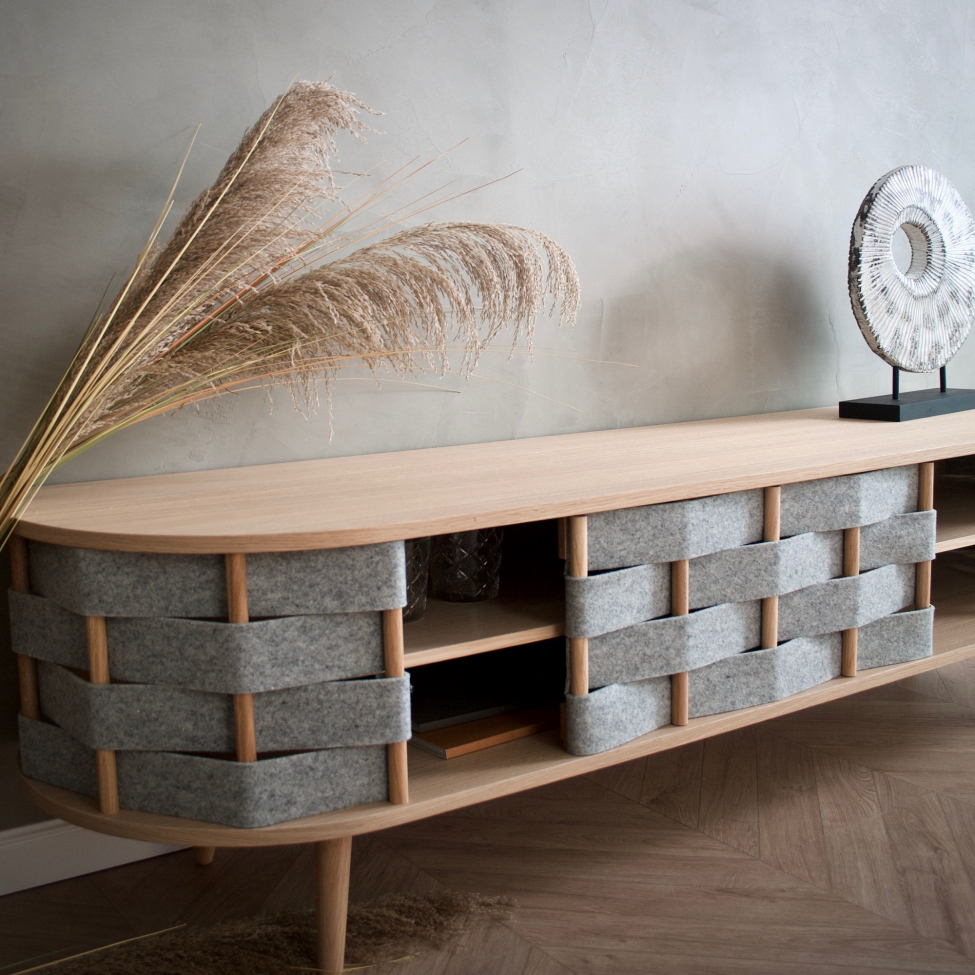 TV-taso 'Felt' 160cm - Luonnonvärinen/Harmaa