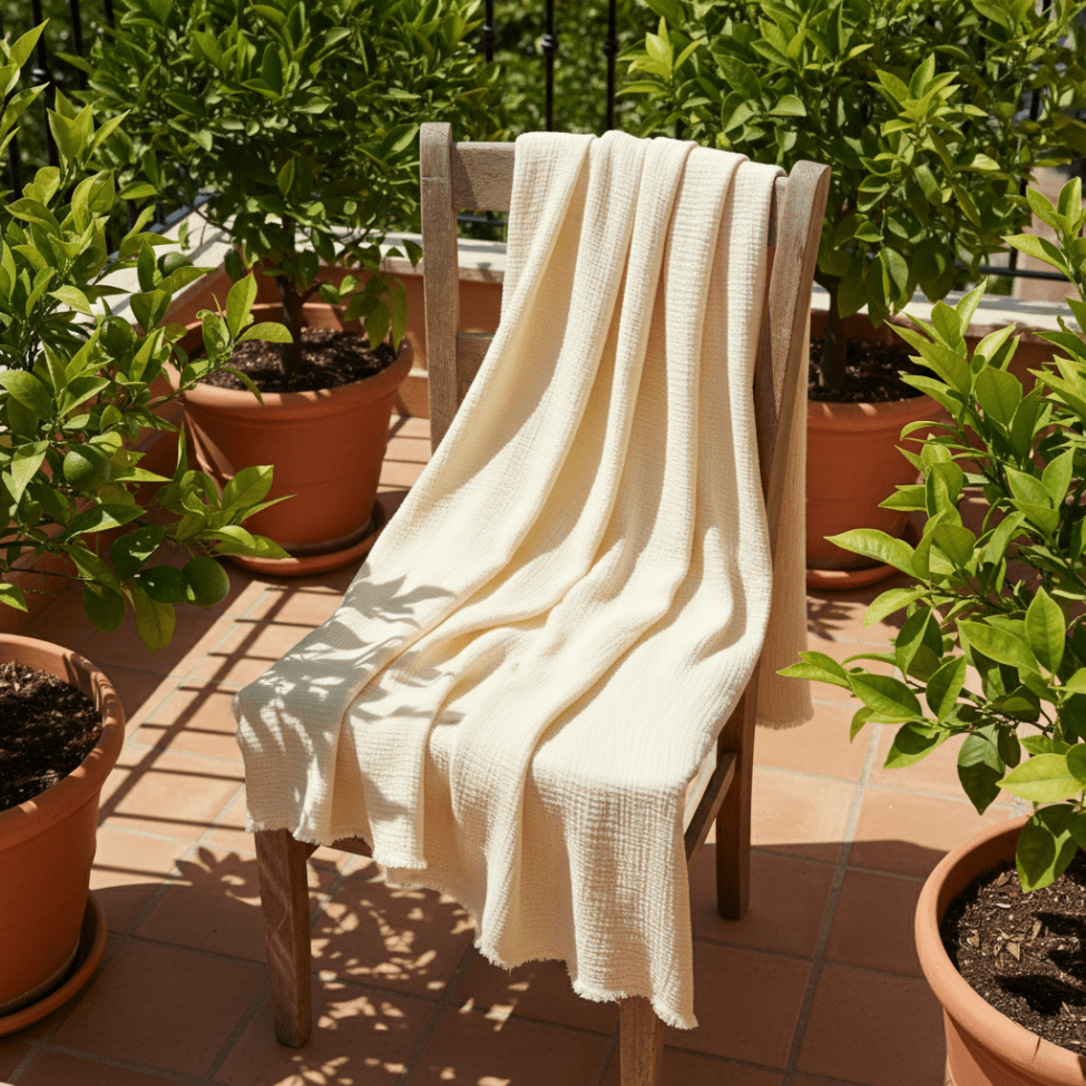 Musliinipeitto 'Dorena' 130x170cm - Valkoinen