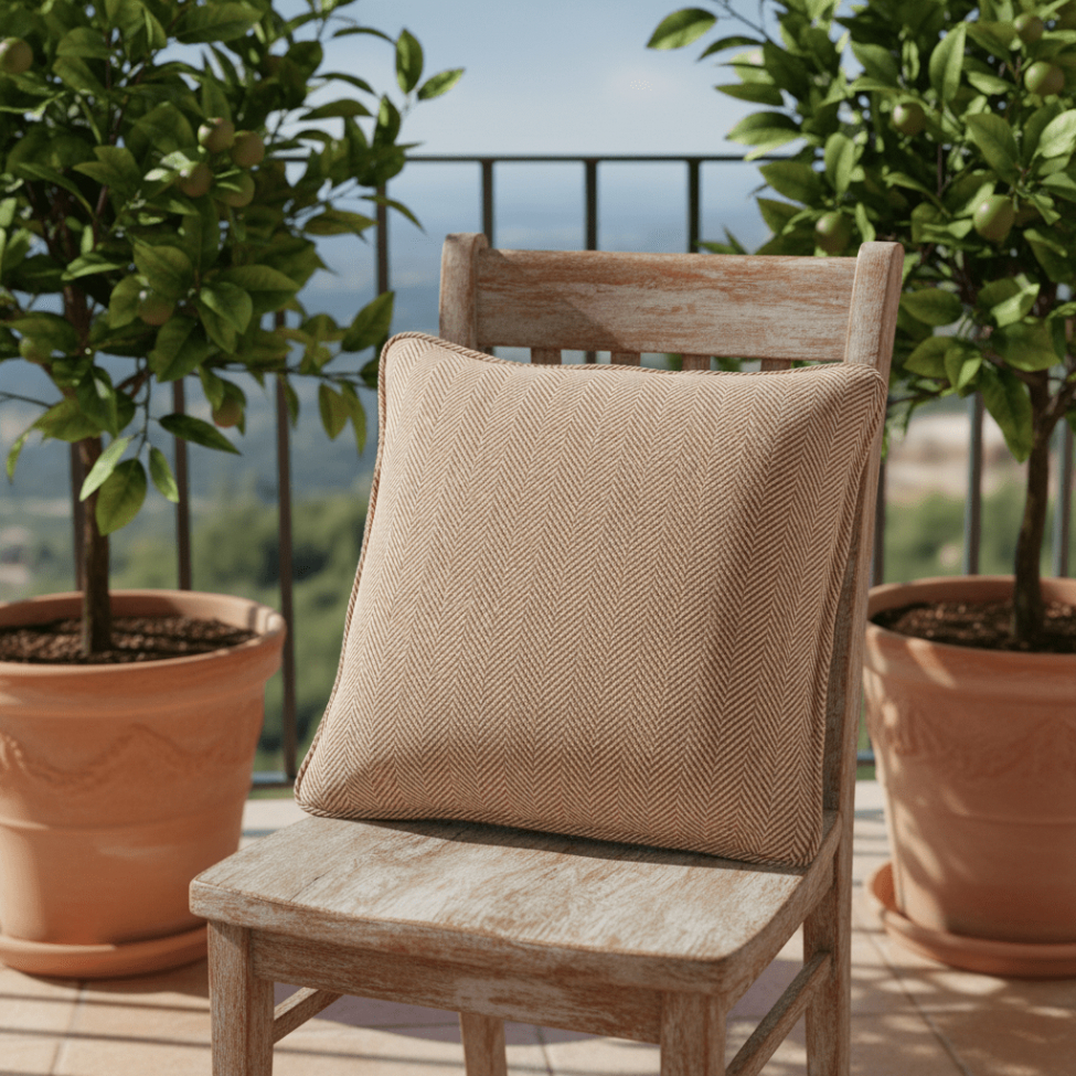 Tyynynpäällinen 'Denisa Fishbone' 45x45cm - Ruskea/valkoinen