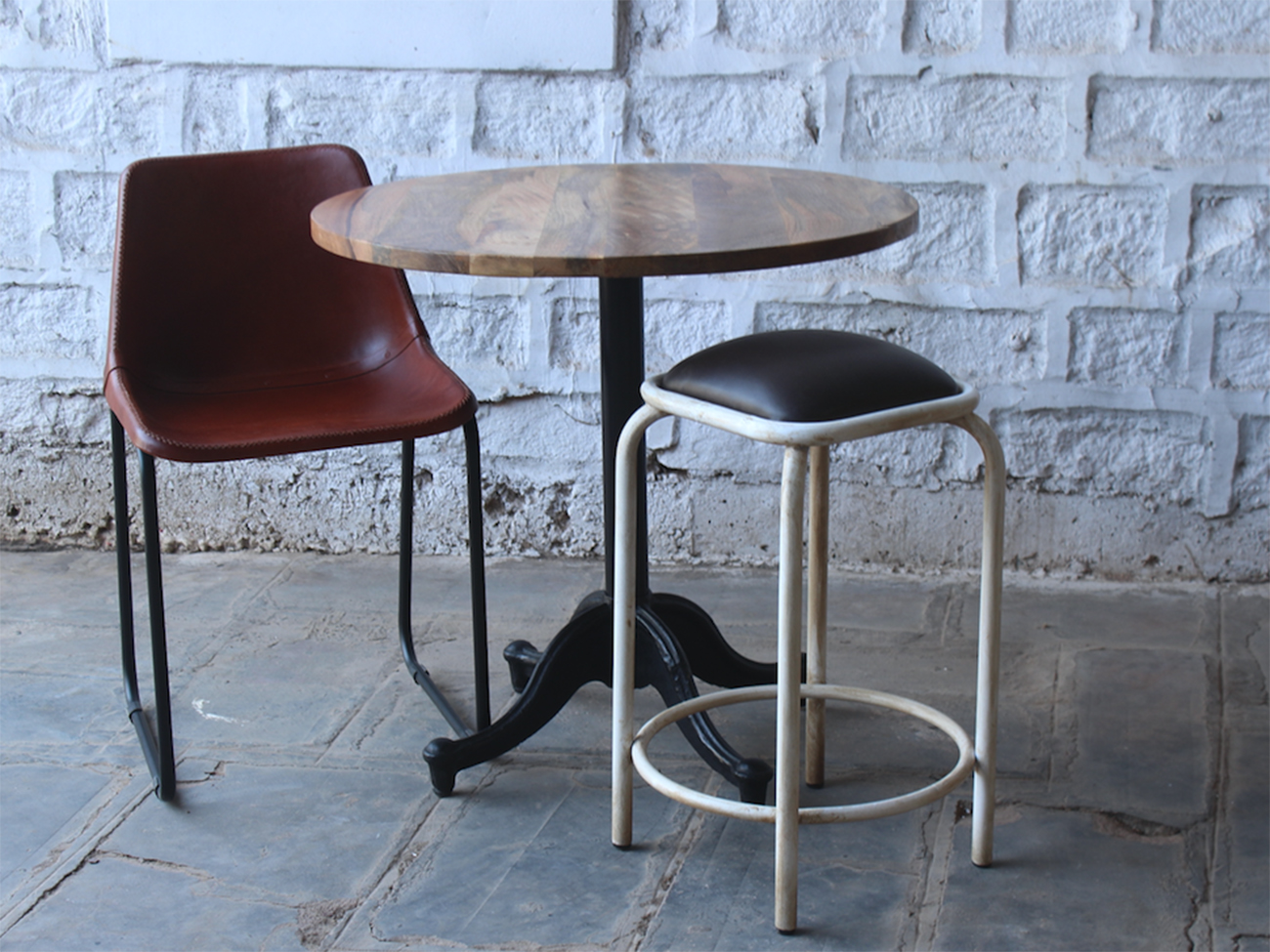 Teollisuuspenkki Vintage - Ruskea/Valkoinen