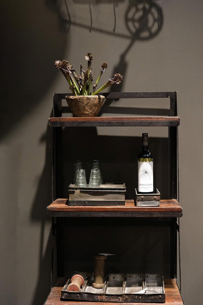 Kirjahylly 'Rustik' - Rauta/Puu